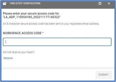 Two step verification window.