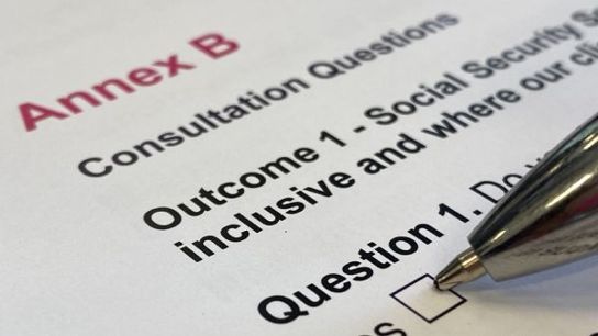 Document titled 'Annex B – Consultation Questions' with handwritten marks near Question 1.