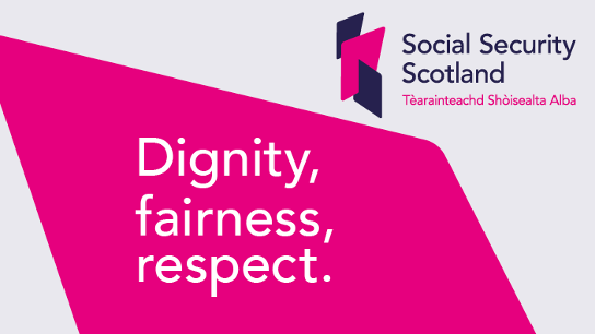 Social Security logo and values 'Dignity, Fairness, Respect'