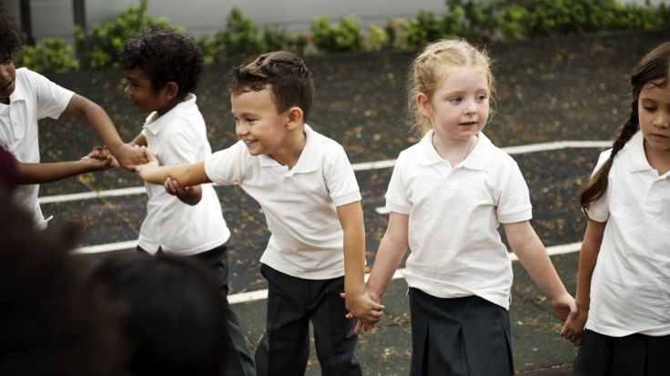 School children playing