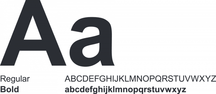 Typeface sample showing Regular and Bold weights with full alphabet in uppercase and lowercase.