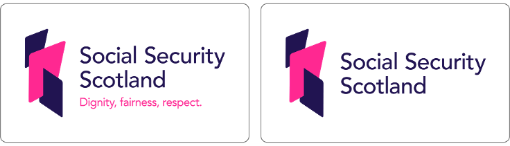 Two versions of the Social Security Scotland logo, one with the tagline and one without.