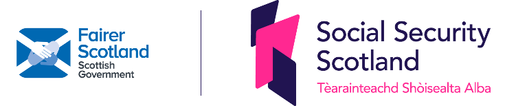 Logos for Fairer Scotland Scottish Government and Social Security Scotland