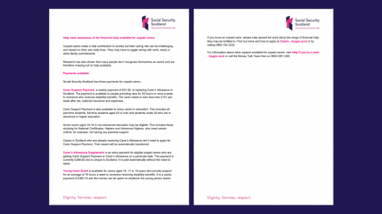 Graphic of a web article for Carer Support Payment