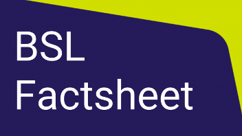 BSL Factsheet – Cover image labelled "BSL Factsheet," indicating a British Sign Language version of an informational document.