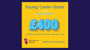 Graphic that shows a social media graphic for Young Carer Grant