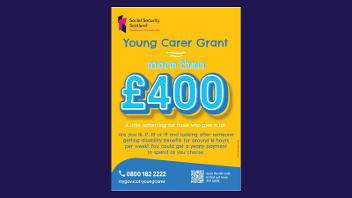 Graphic showing a preview of a Young Carer Grant poster