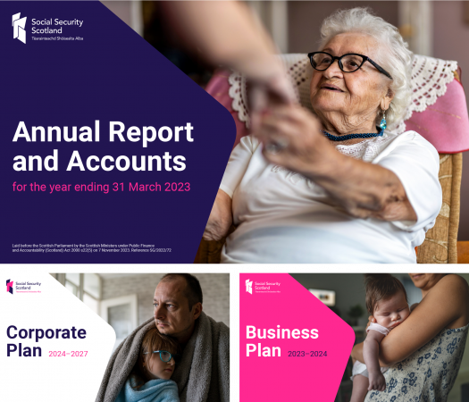 Title pages of the annual report and accounts, the corporate plan and the business plan.