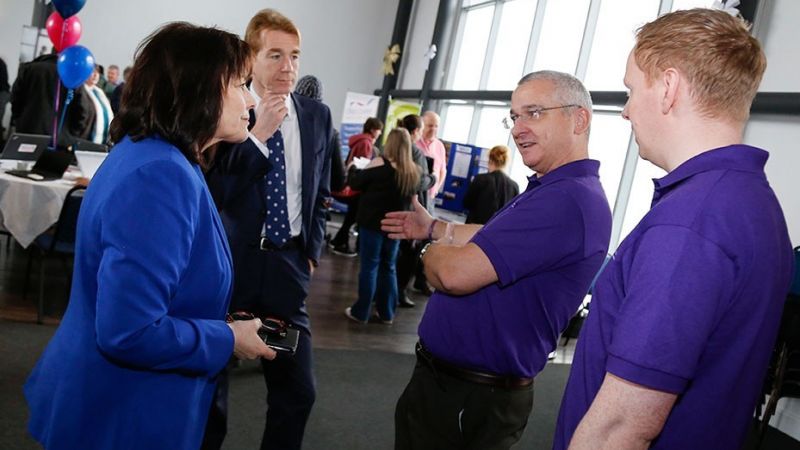 David Wallace speaking to stallholders at recruitment event