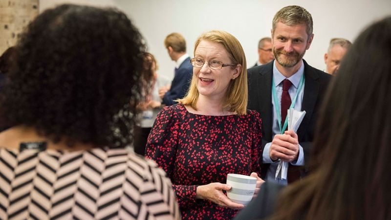 Cabinet Secretary for Social Security and Older People, Shirley Anne Somerville talking to people