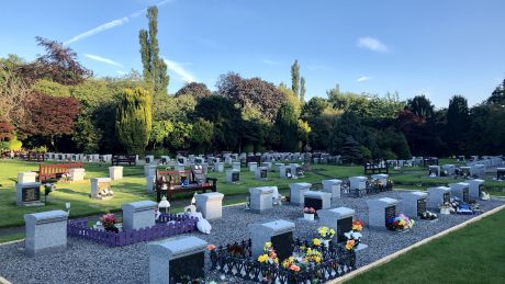 View of gravestones in a graveyard