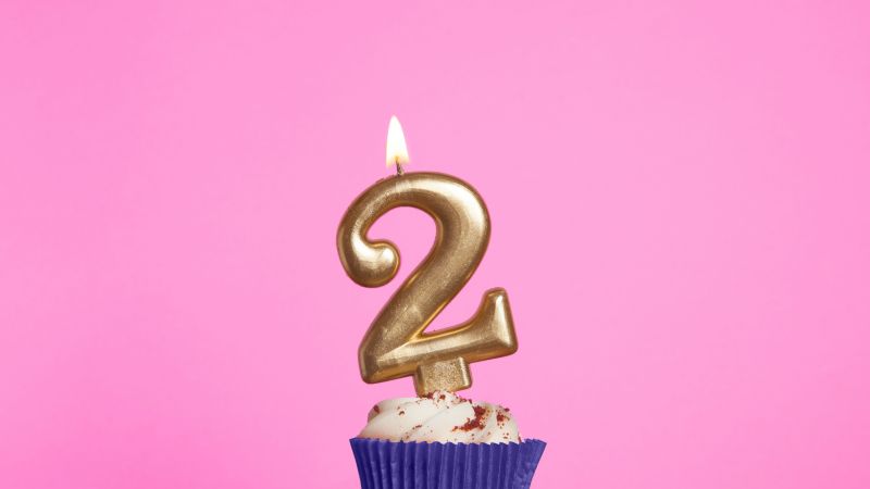 Number two candle on a cupcake