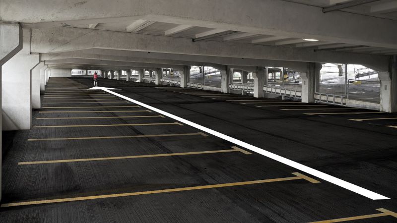 Car parking spaces used to illustrate 50 metre distance