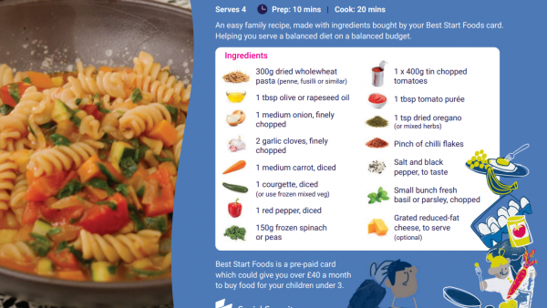 Gary Maclean Recipe Card - Tomato and Vegetable Pasta