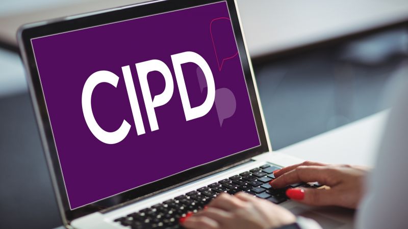 Laptop with the word CIPD (Chartered Institute of People Development)