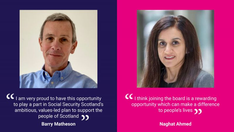 Head shots of two new Non Executive Advisory Board members alongside quotes.